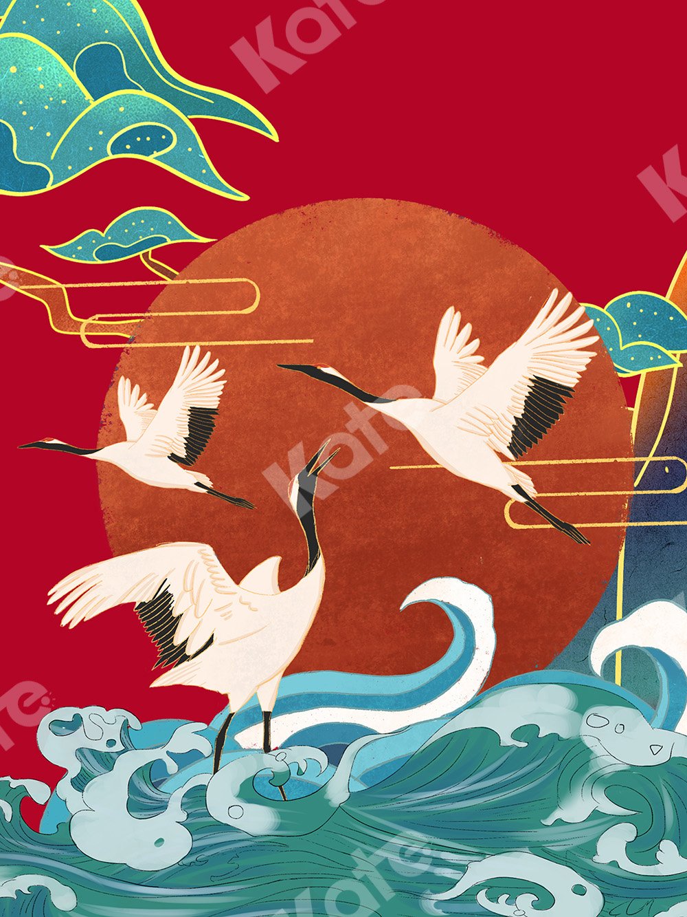 Kate Cranes Backdrop Chinese Style Designed by Chain Photography