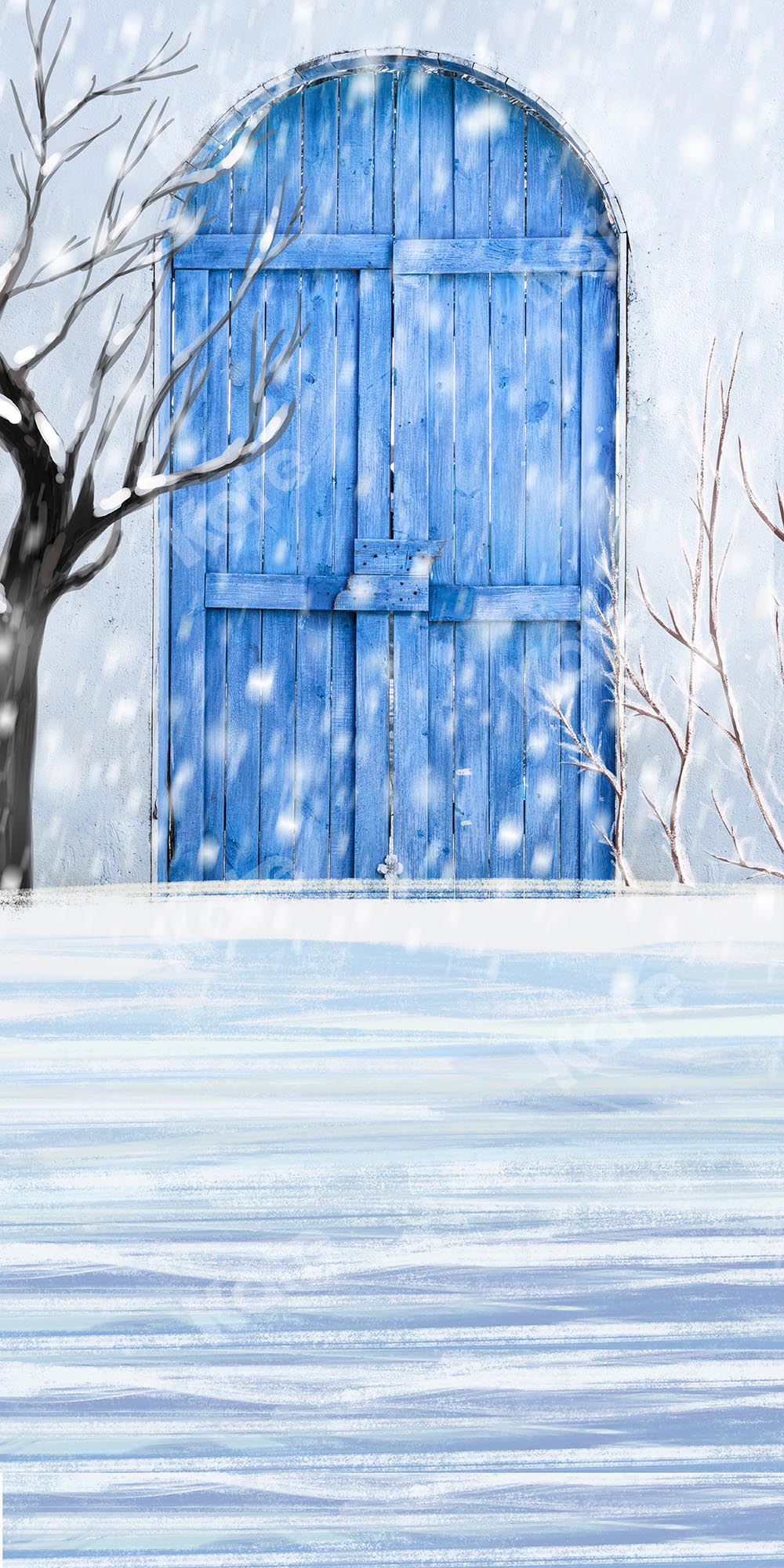 Kate Sweep Winter Snow Blue Door Backdrop Designed by Chain Photography -UK