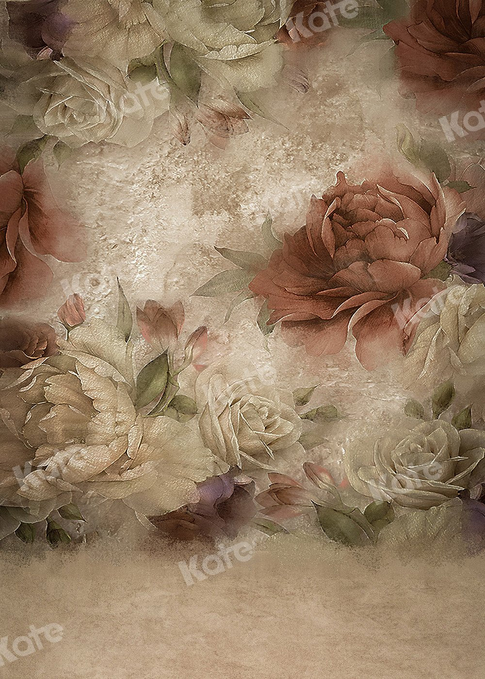 Kate Peony Retro Fine Art Flowers Backdrop Designed by GQ