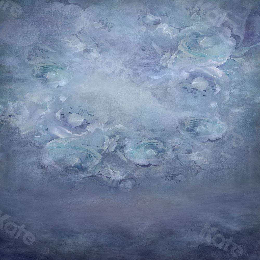 Kate Fine Art Flower Grey Blue Backdrop Designed by Chain Photography