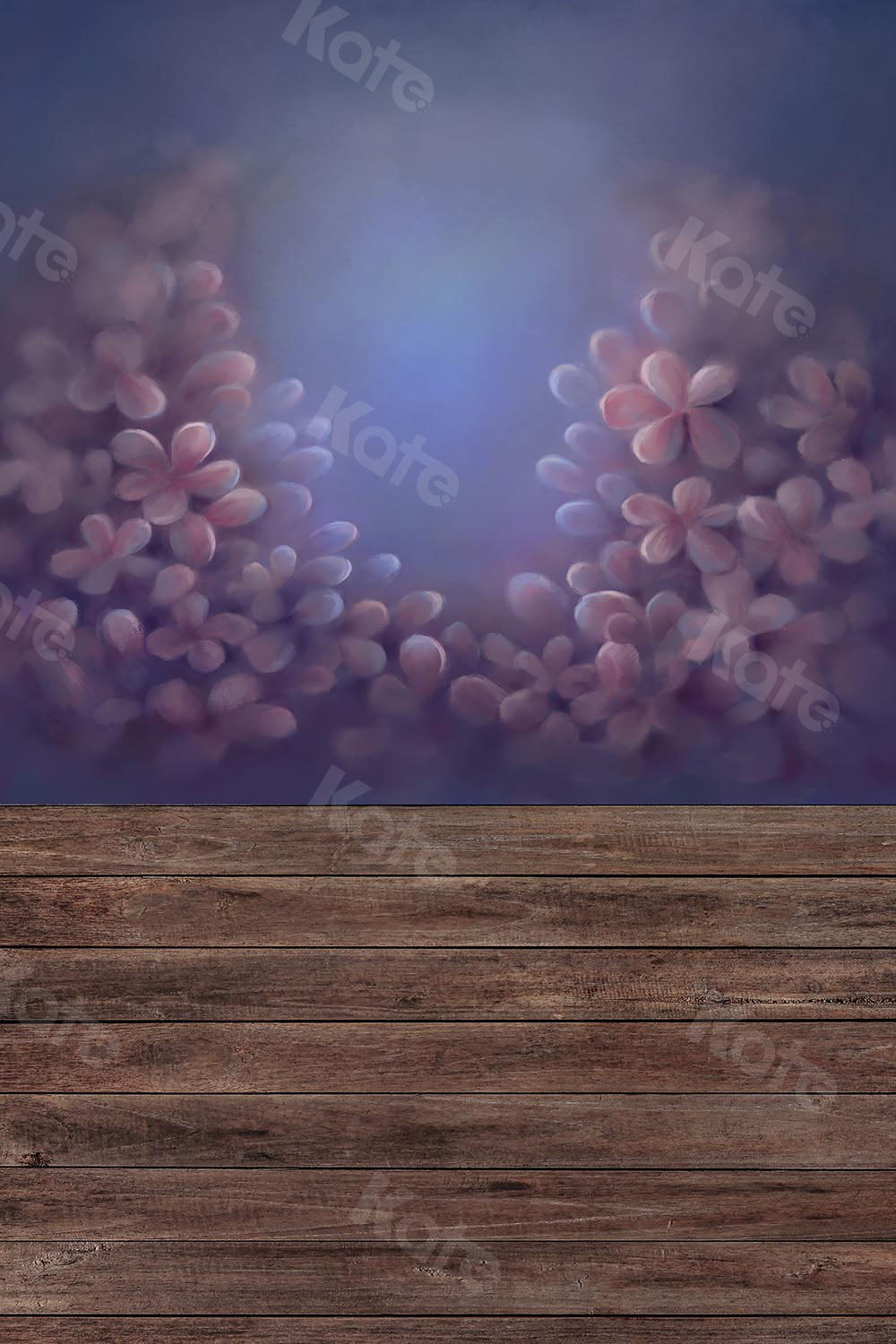 Kate Fine Art Backdrop Flower with wood floor part (fabric) Designed by Chain Photography -UK