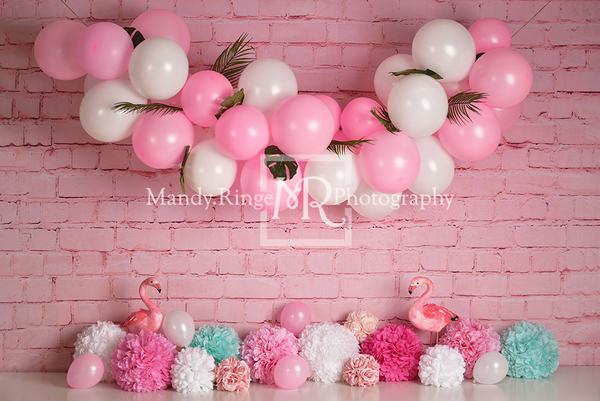 Kate Girly Pink Flamingos Children Backdrop for Photography Designed by Mandy Ringe Photography