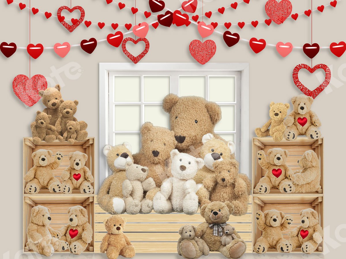 Kate Valentine's Day Teddy Bear Love Backdrop for Photography