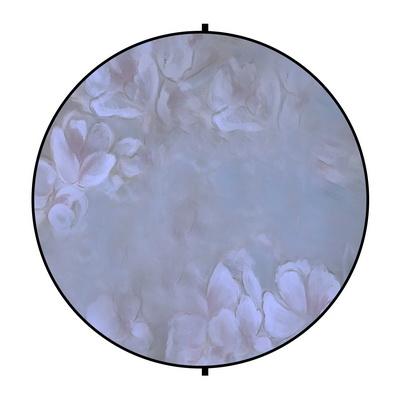 Kate Purple/Orange Flowers Round Mixed Collapsible Backdrop for Baby Photography 5X5ft(1.5x1.5m)