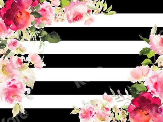 Kate Mother's Day Stripe with Flowers Backdrop Designed By JS Photography -UK