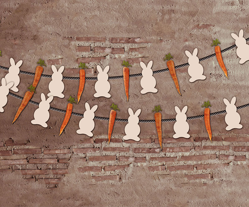 Kate Easter Vintage Wall and Rabbit Decoration Backdrop for Photography designed by Jerry_Sina