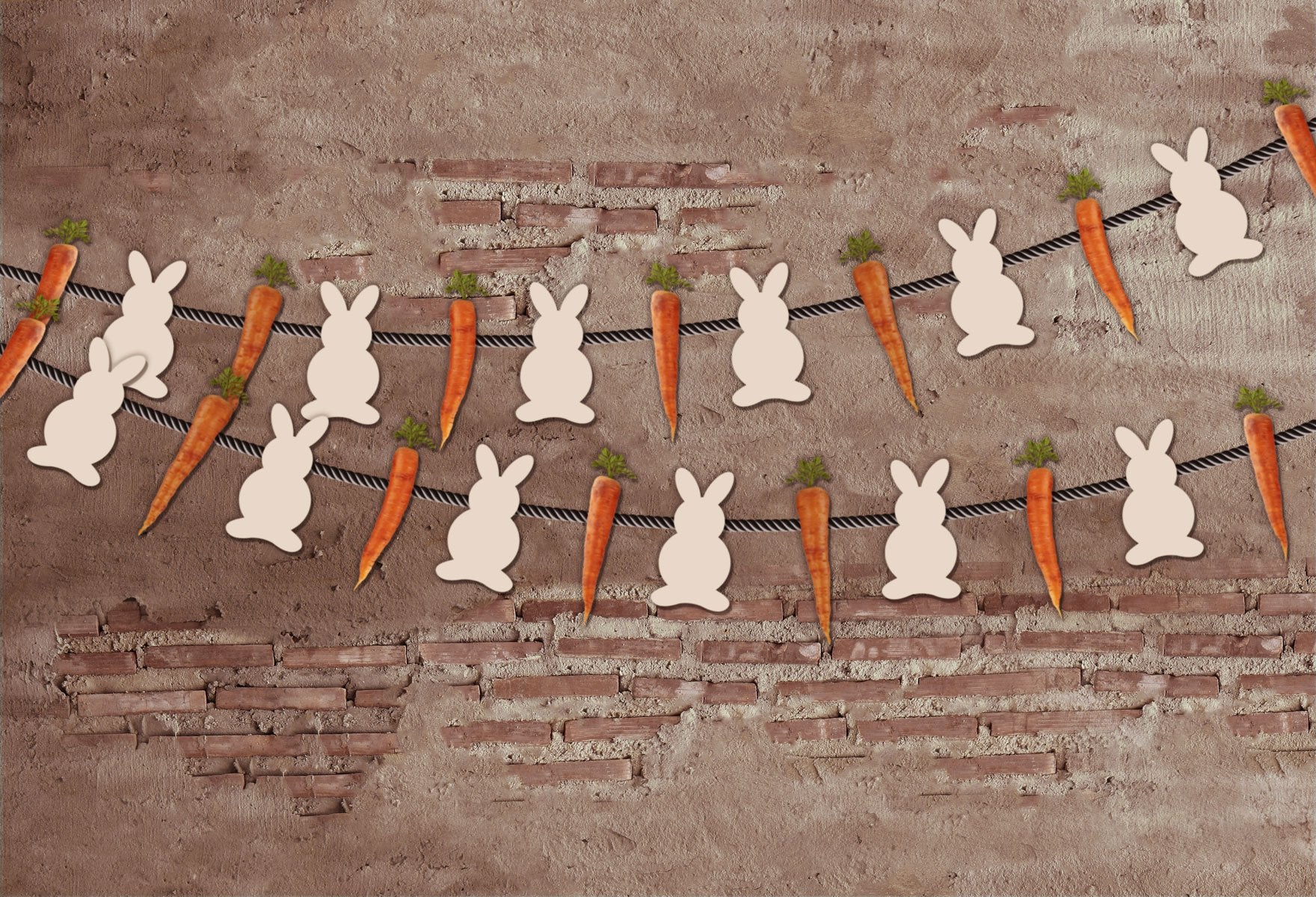 Kate Easter Vintage Wall and Rabbit Decoration Backdrop for Photography designed by Jerry_Sina