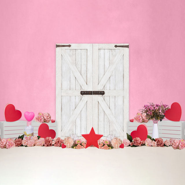 Kate Valentine's Day White Door and Pink Wall Backdrop Designed By Jerry_Sina