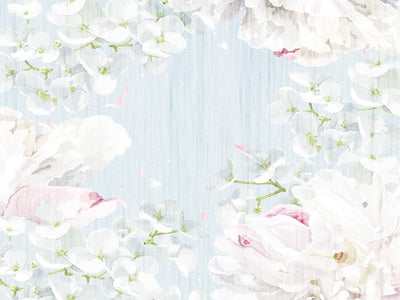 Watercolor White Floral Fresh Backdrop