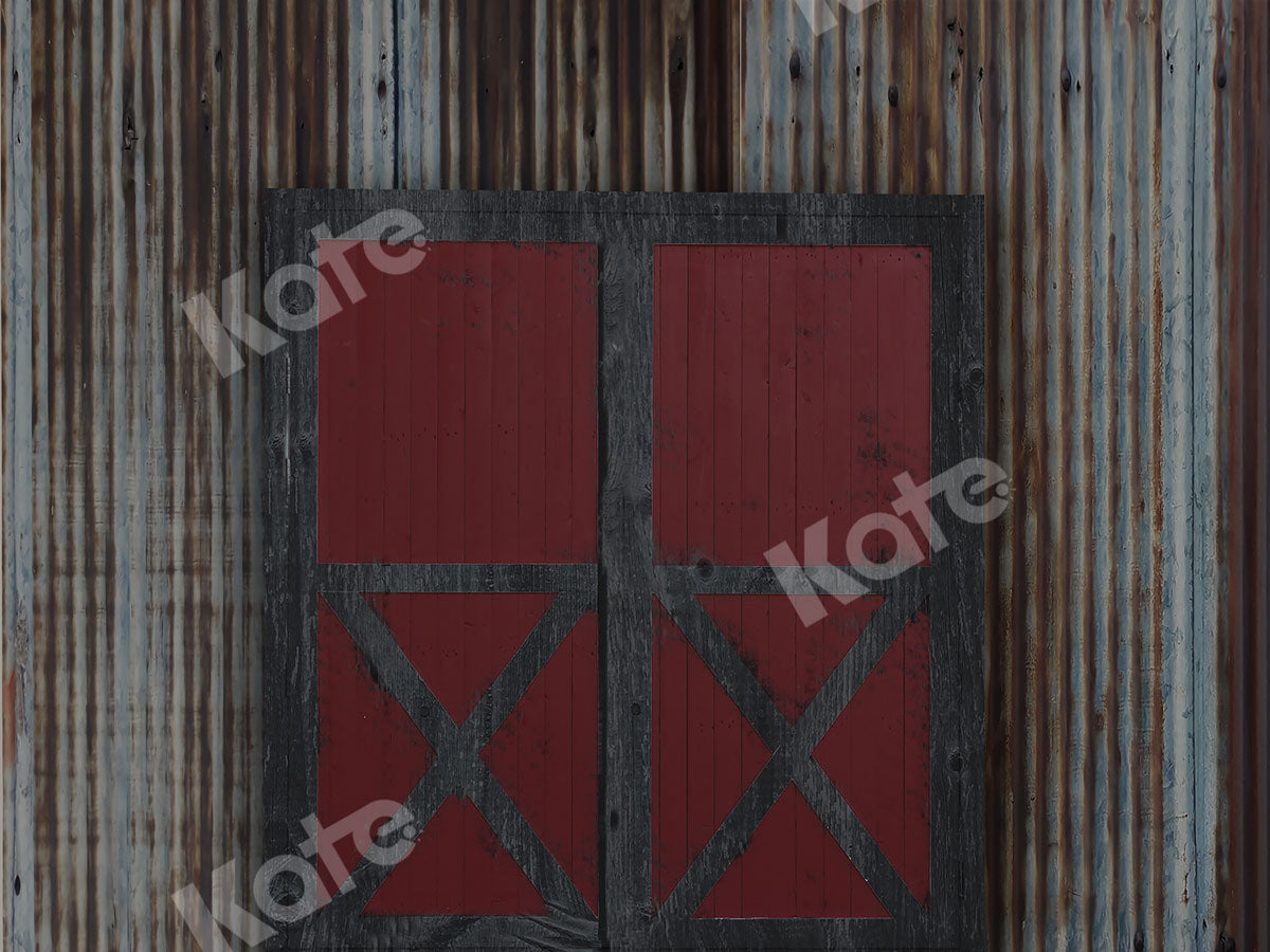 Vintage Rusty Wall with Red Door Backdrop