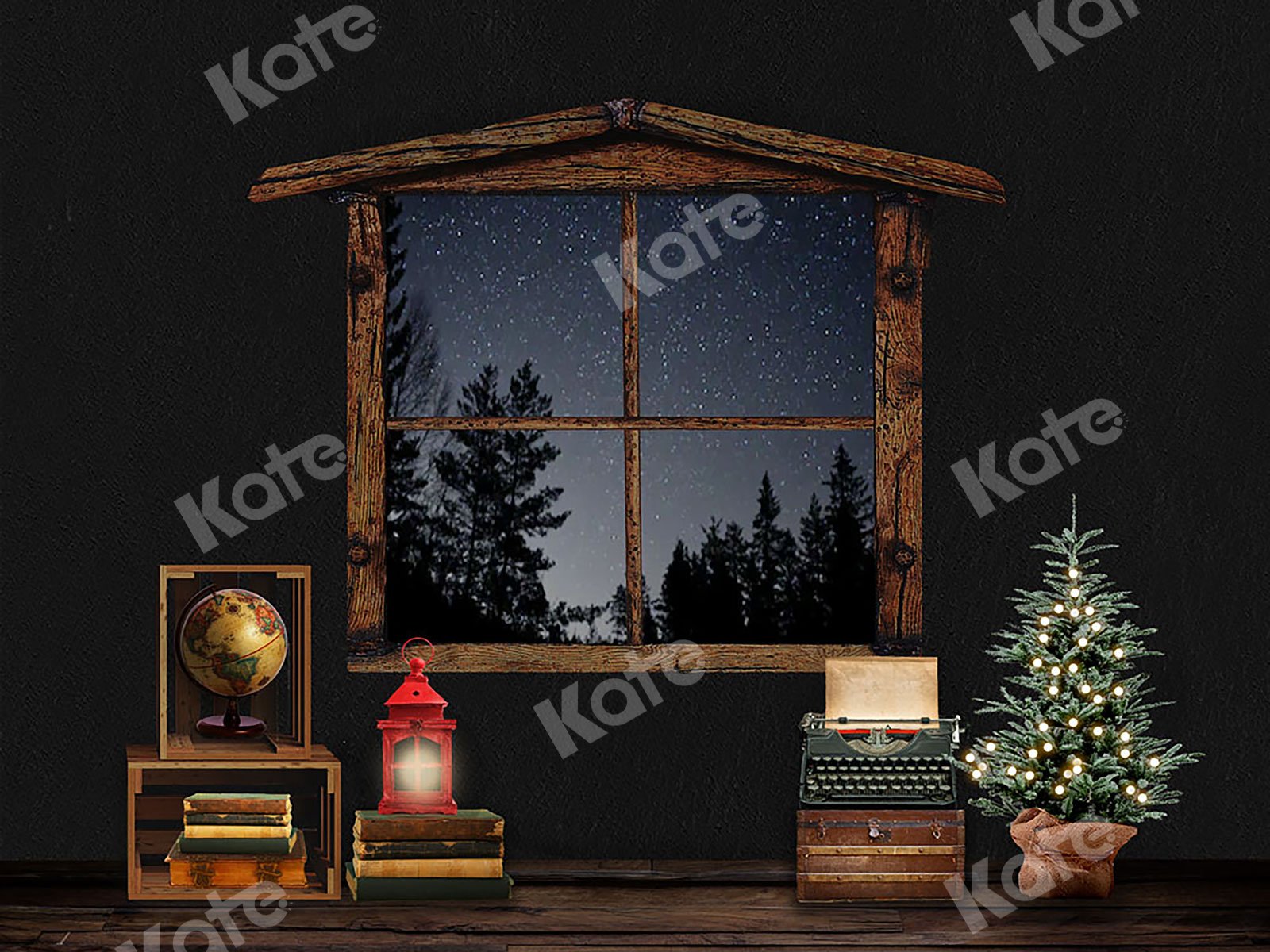 Kate Xmas Backdrop Christmas Window Night Designed By JS Photography -UK