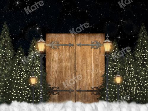 Kate Xmas Night Backdrop Door Lights Christmas Tree Designed By JS Photography