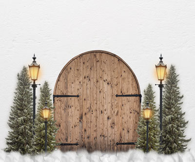 Kate Xmas Backdrop Door Lights Christmas Tree White Wall Designed By JS Photography