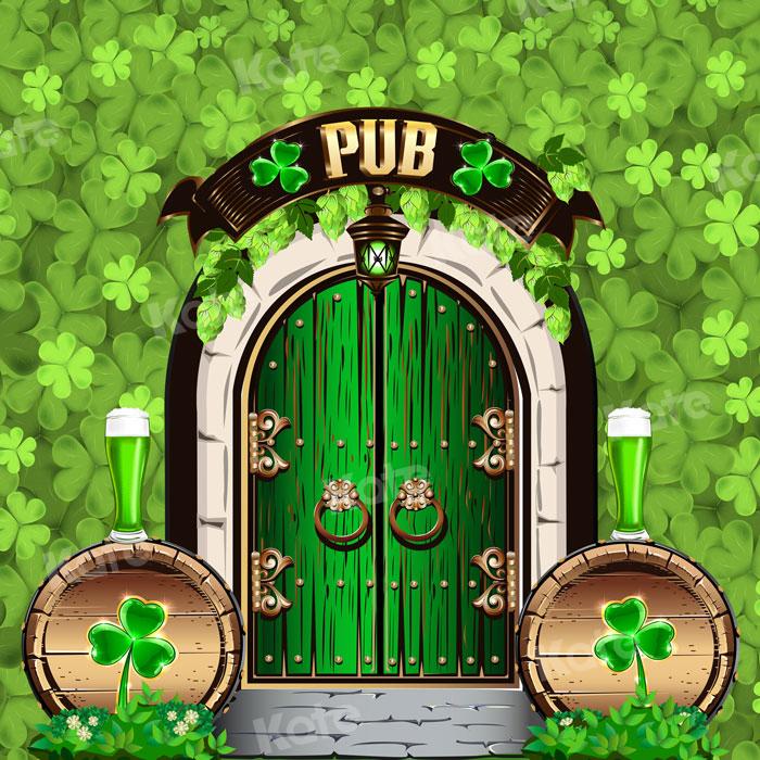 Kate St. Patrick's Day Shamrock Pub Door Backdrop for Photography