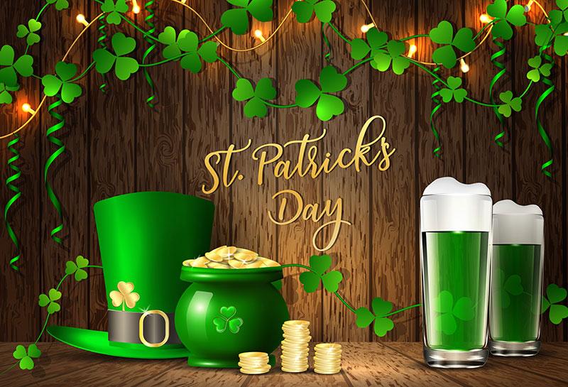 Kate St. Patrick's Day Shamrock Wood Beers Backdrop for Photography -UK