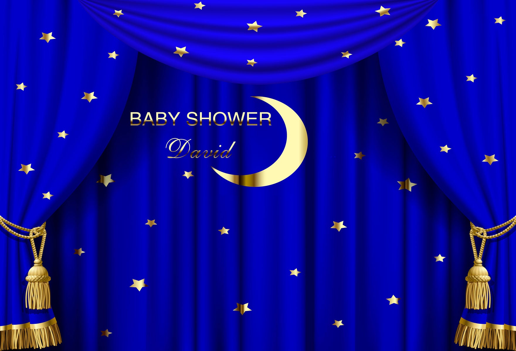 Kate Baby Shower Moon Blue Curtain Backdrop Custom for Photography - Kate backdrops UK