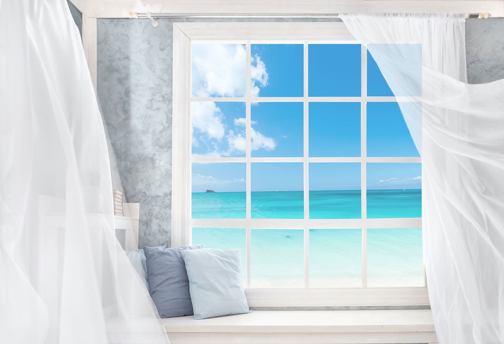 Kate Sea View Outside Window Summer Backdrop Designed by JFCC -UK