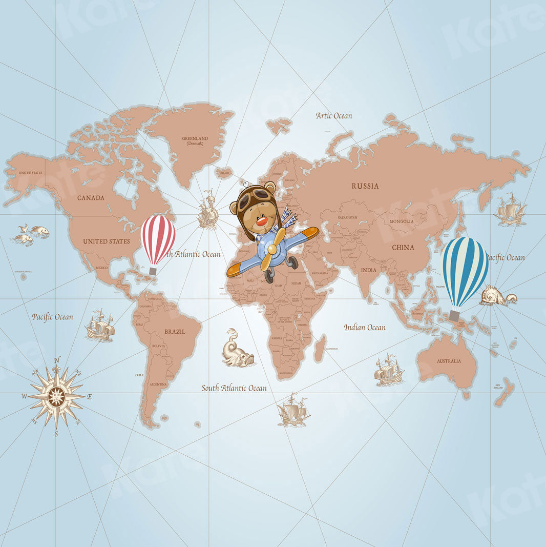 Kate Travel Around the World Pilot Children Backdrop for Photography Designed by JFCC