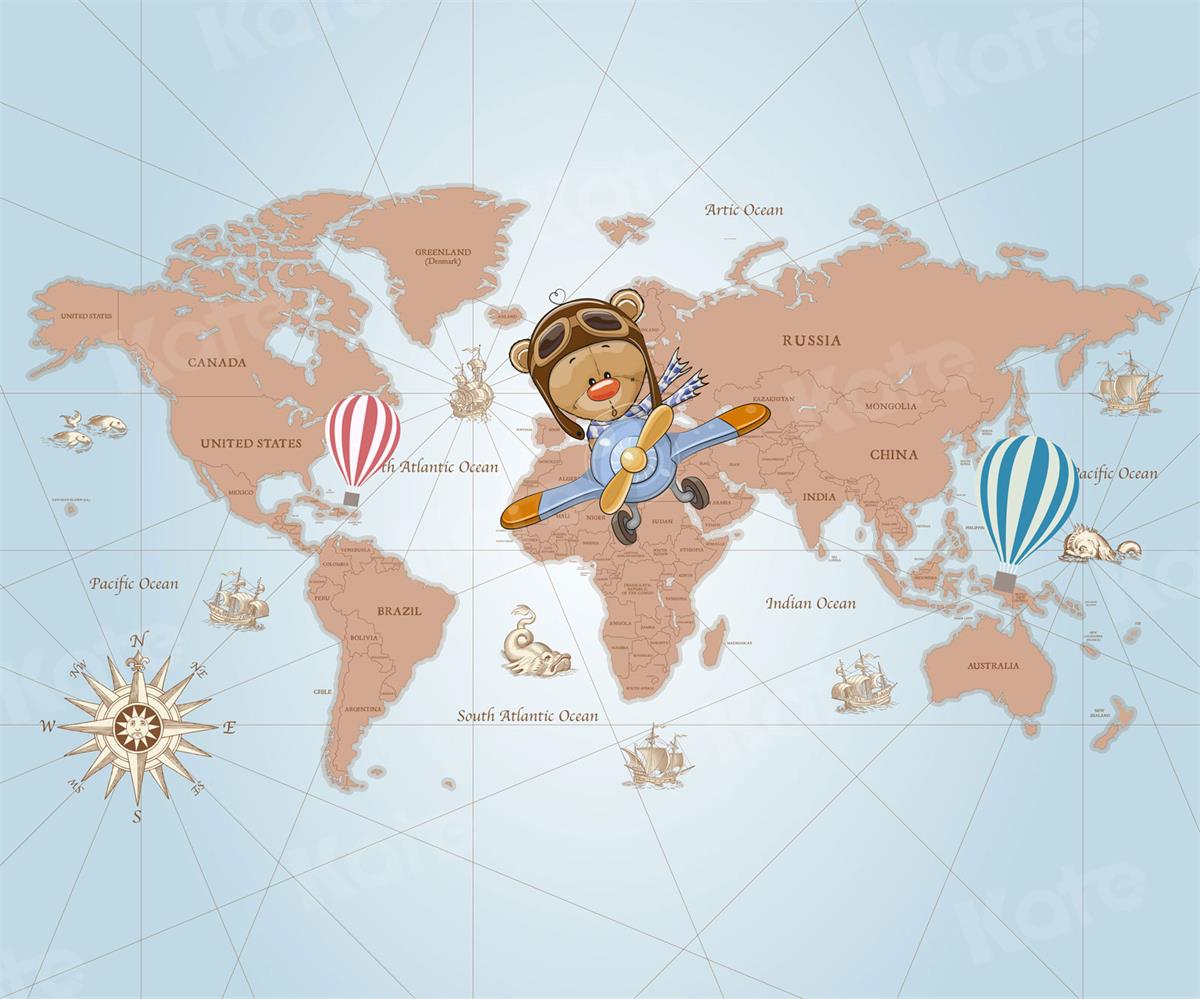 Kate Travel Around the World Pilot Children Backdrop for Photography Designed by JFCC