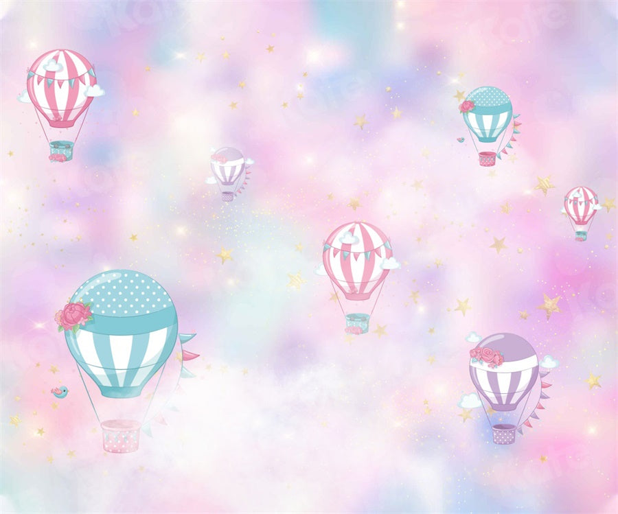 Kate Cake Smash Backdrop Pink Clouds Hot Air Balloons Designed By JFCC