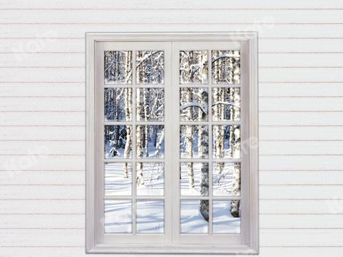 Kate White Window Snow Forest Backdrop for Photography