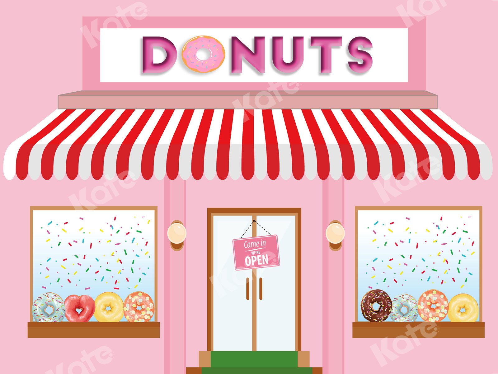 Kate Pink Donuts Shop Backdrop for Photography