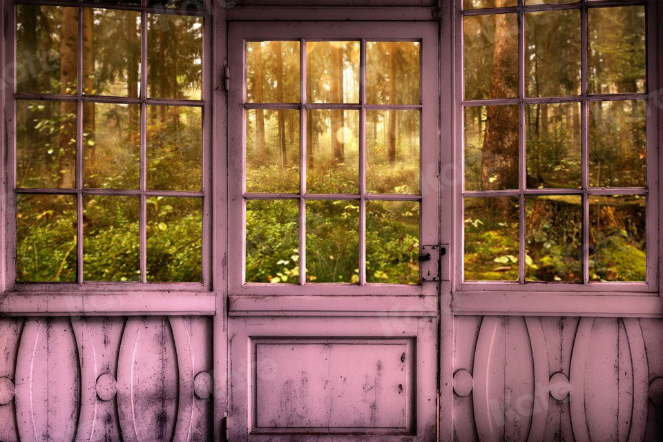 Kate Pink Door Forest Vintage Backdrop for Photography