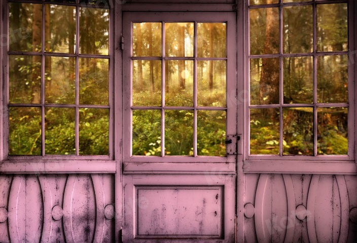 Kate Pink Door Forest Vintage Backdrop for Photography