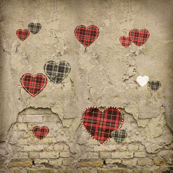 Kate Valentine's Day Love Heart Damaged Wall Backdrop for Photography Designed by JFCC
