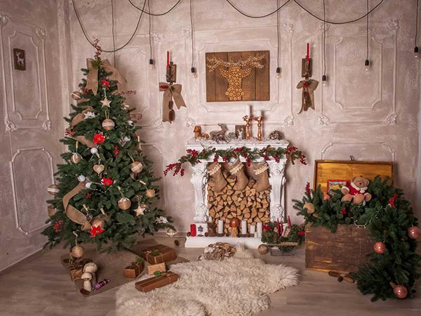 Kate Christmas Tree Fireplace Indoor Background for Family Photography - Kate backdrop UK