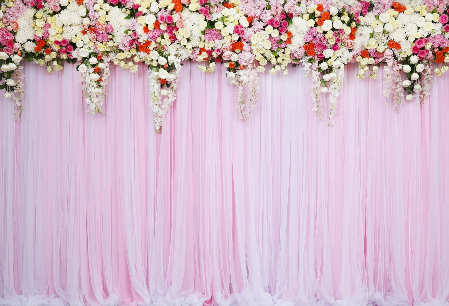 Kate Pink Wedding  Background White Flower Curtain Backdrop for Party Photography - Kate backdrop UK