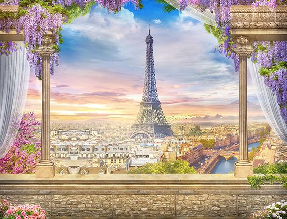 Colored Flower Flowers Backdrop Eiffel Tower Paris City