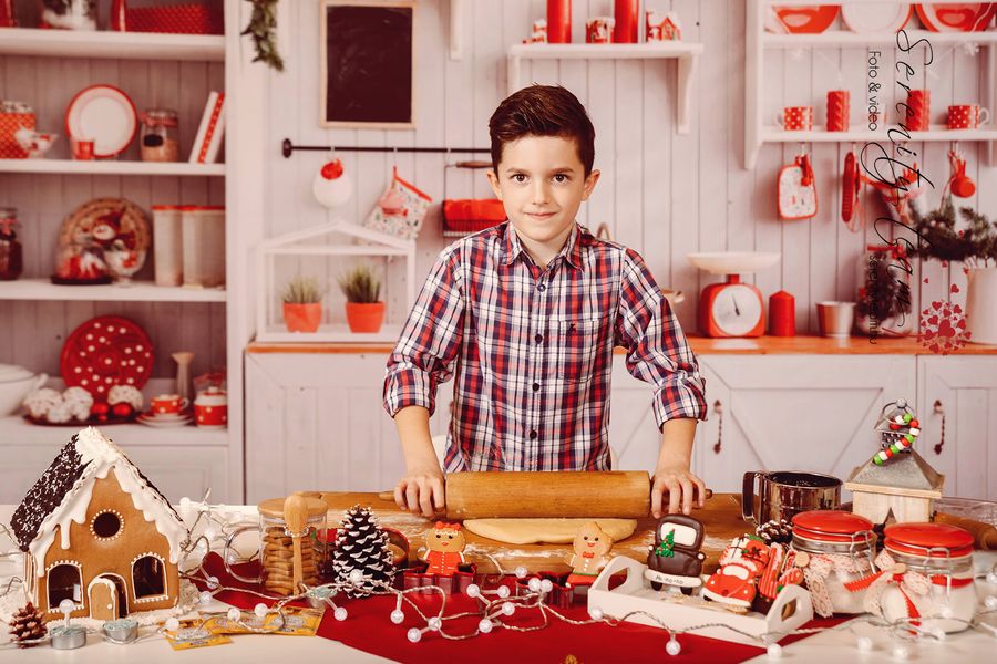 Kate Christmas Kitchen Backdrop White Wall for Photography -UK