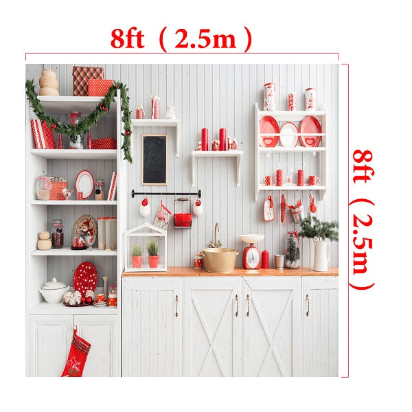 Kate Christmas Kitchen Backdrop White Wall for Photography -UK