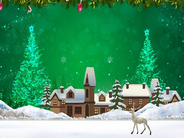 Kate Cartoon Deer Green Background Christmas Backdrop - Kate backdrop UK