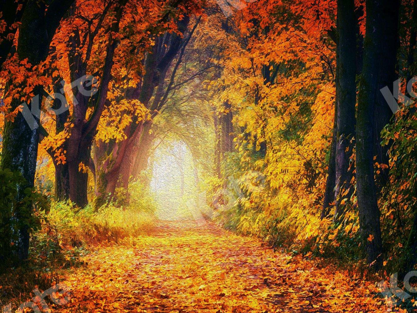 Kate Fall Backdrop Forest Road for Photography