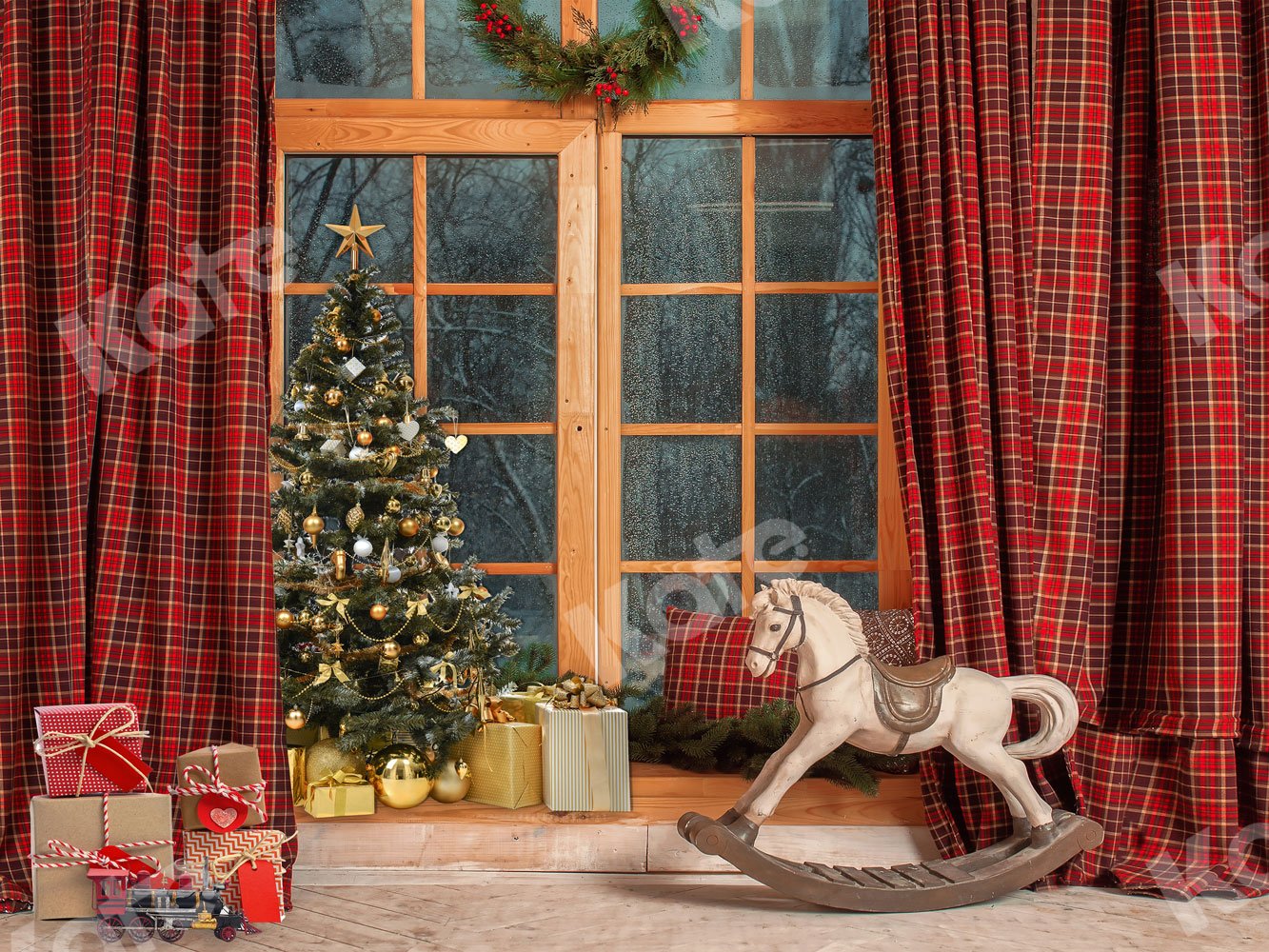 Kate Window Christmas Tree Backdrop for Photography -UK