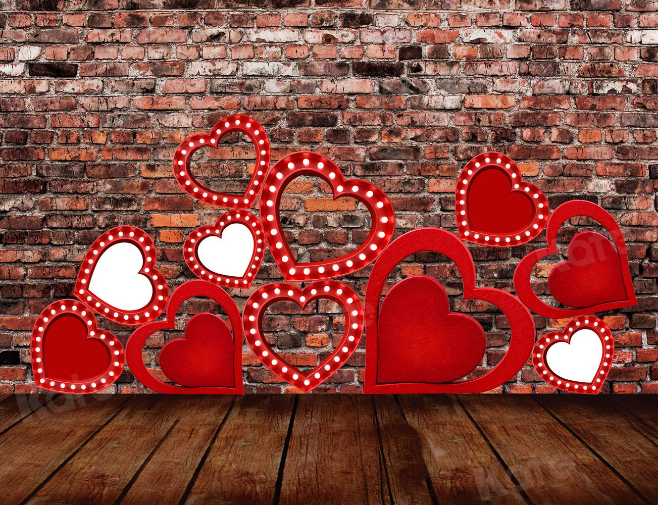 Kate Valentine's Day Love Wall Wood Floor Backdrop for Photography
