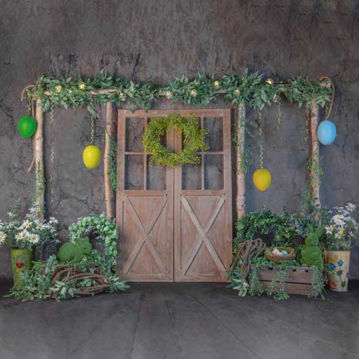 Kate Easter Grass Barn Door Backdrop Designed by Jia Chan Photography