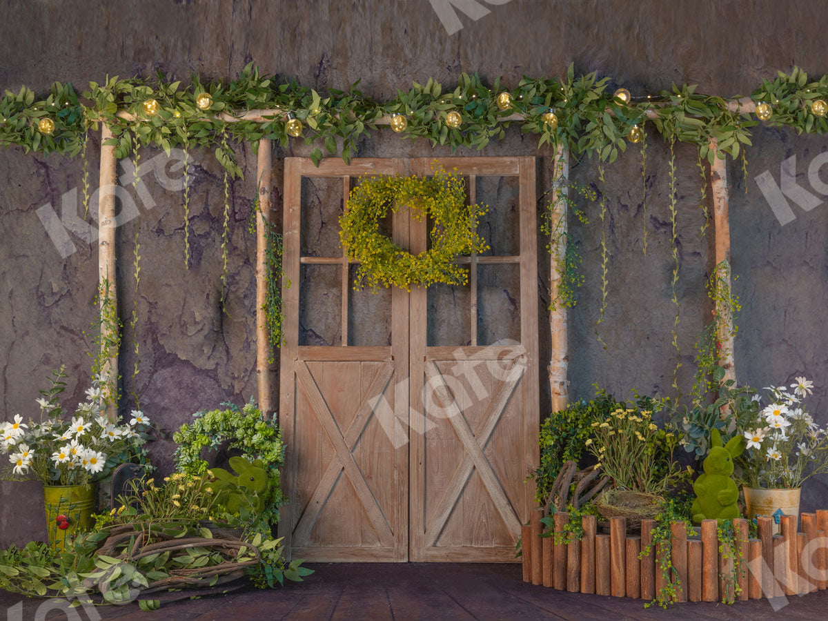 Spring Barn Door with Lignts Backdrop