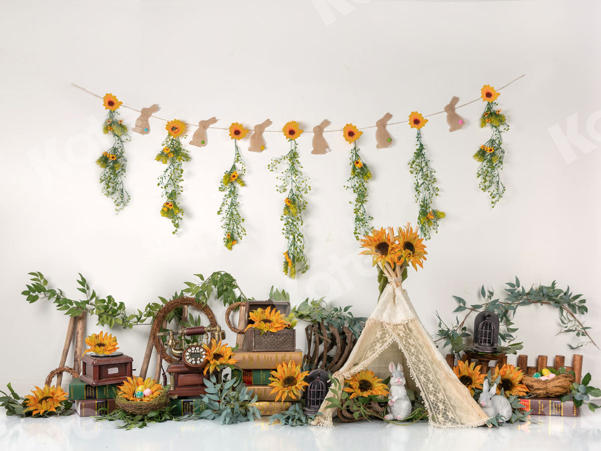 Summer Sunflowers with Tent Backdrop