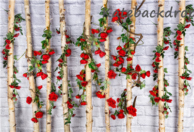 Valentines Wooden Stick with Roses Backdrop
