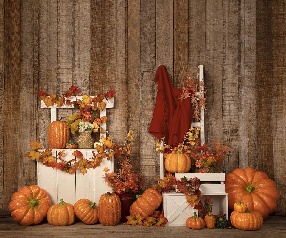 Kate Autumn/Thanksgiving Pumpkins Stand Backdrop Designed by Jia Chan Photography