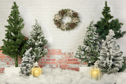 Kate Christmas Tree Backdrop Lights Brick Wall Designed by Emetselch