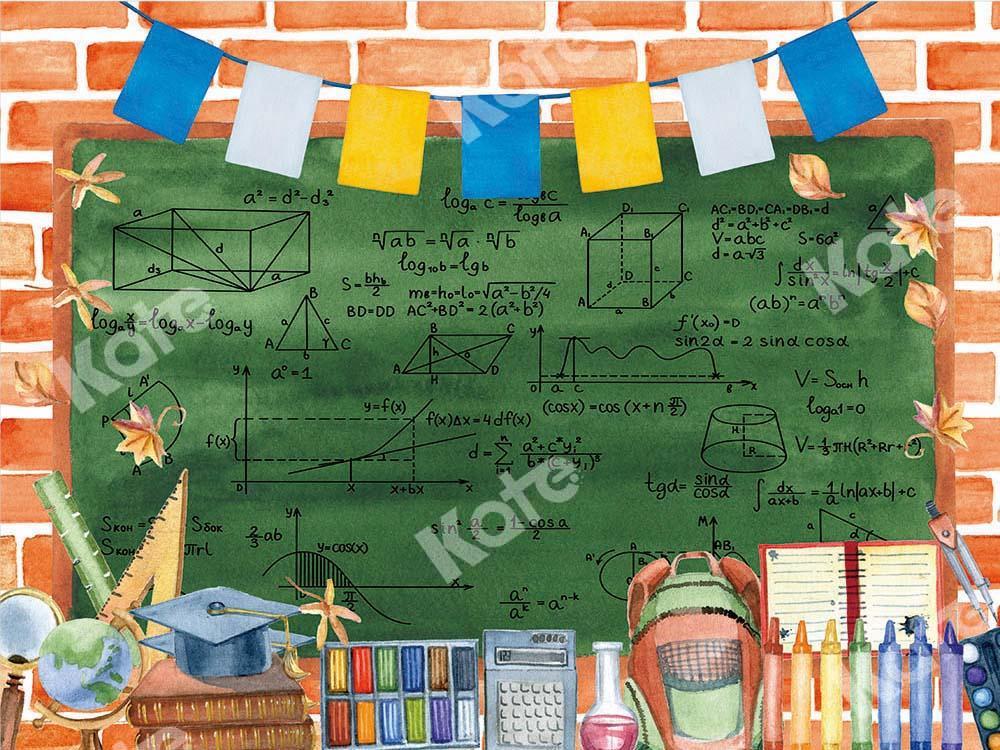 Kate Back to School Backdrop Math Blackboard Designed by Chain Photography