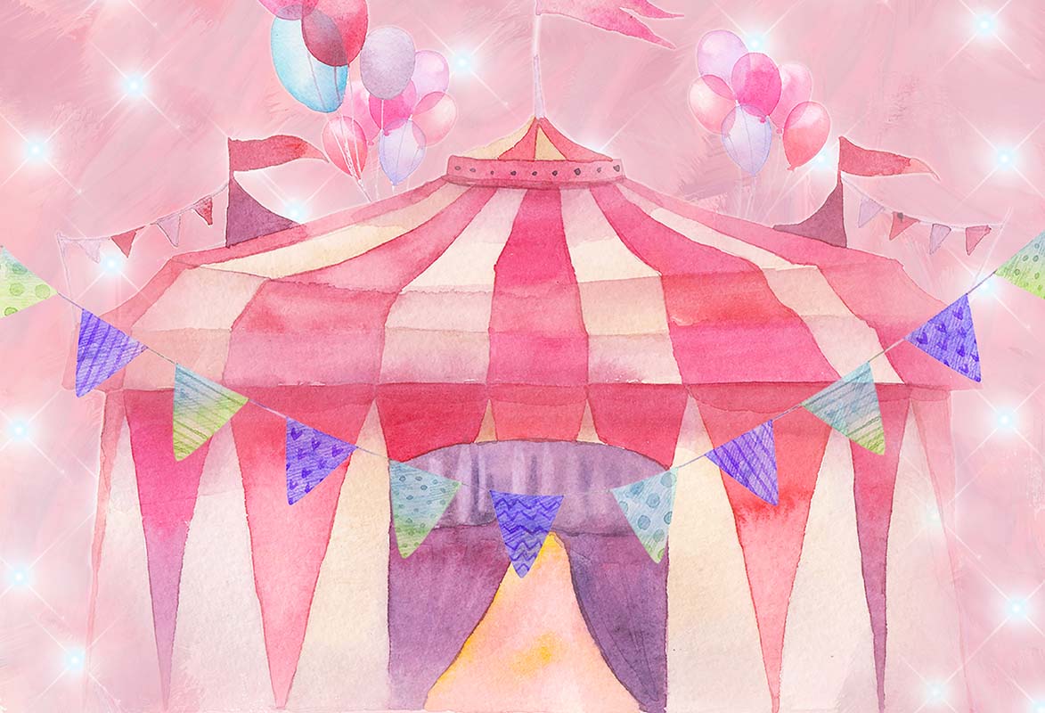 Kate Cake Smash Pink Circus Backdrop Designed by GQ -UK