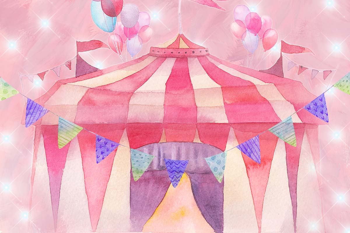 Kate Cake Smash Pink Circus Backdrop Designed by GQ -UK