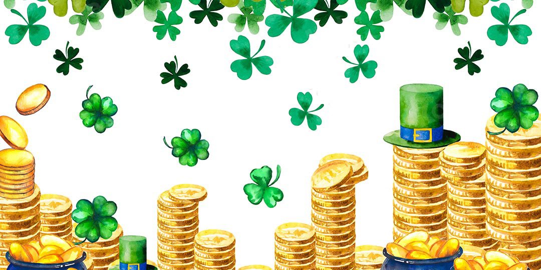 Kate St. Patrick's Day Shamrocks Gold Coin Backdrop Designed by Chain Photography