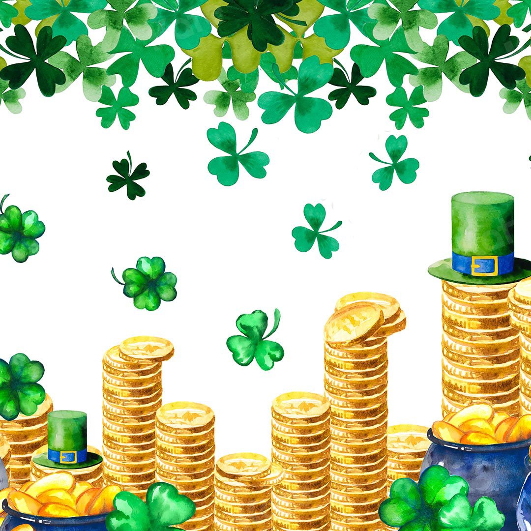 Kate St. Patrick's Day Shamrocks Gold Coin Backdrop Designed by Chain Photography