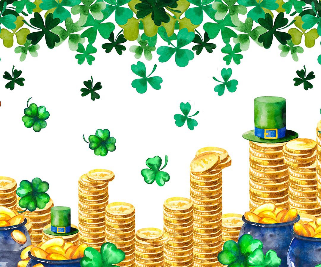 Kate St. Patrick's Day Shamrocks Gold Coin Backdrop Designed by Chain Photography